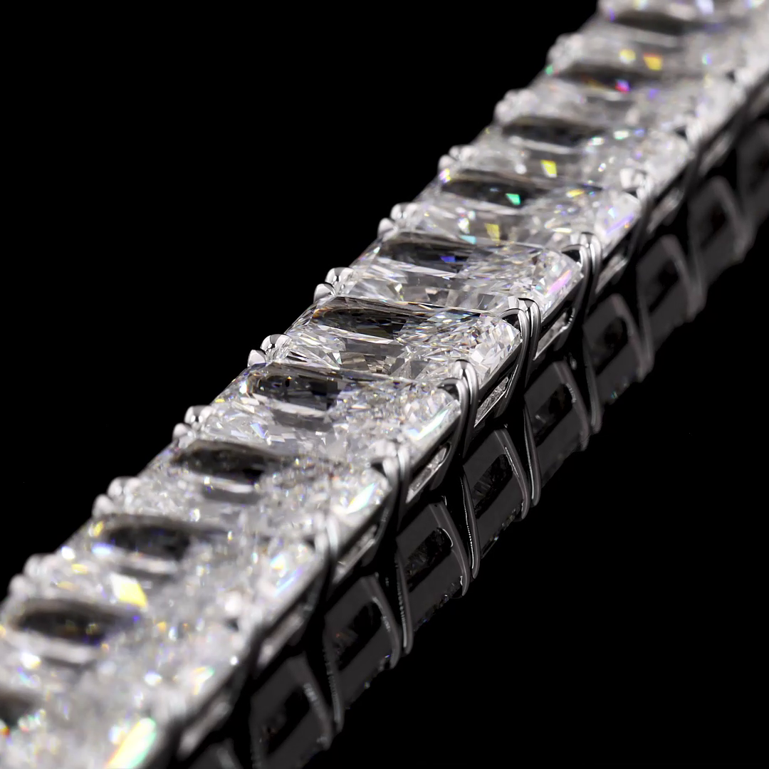 53.79 CTTW Radiant Lab Diamond Tennis Bracelet 6.85" 18k White Gold E Color and VS2 Clarity jewelry-spot-usa