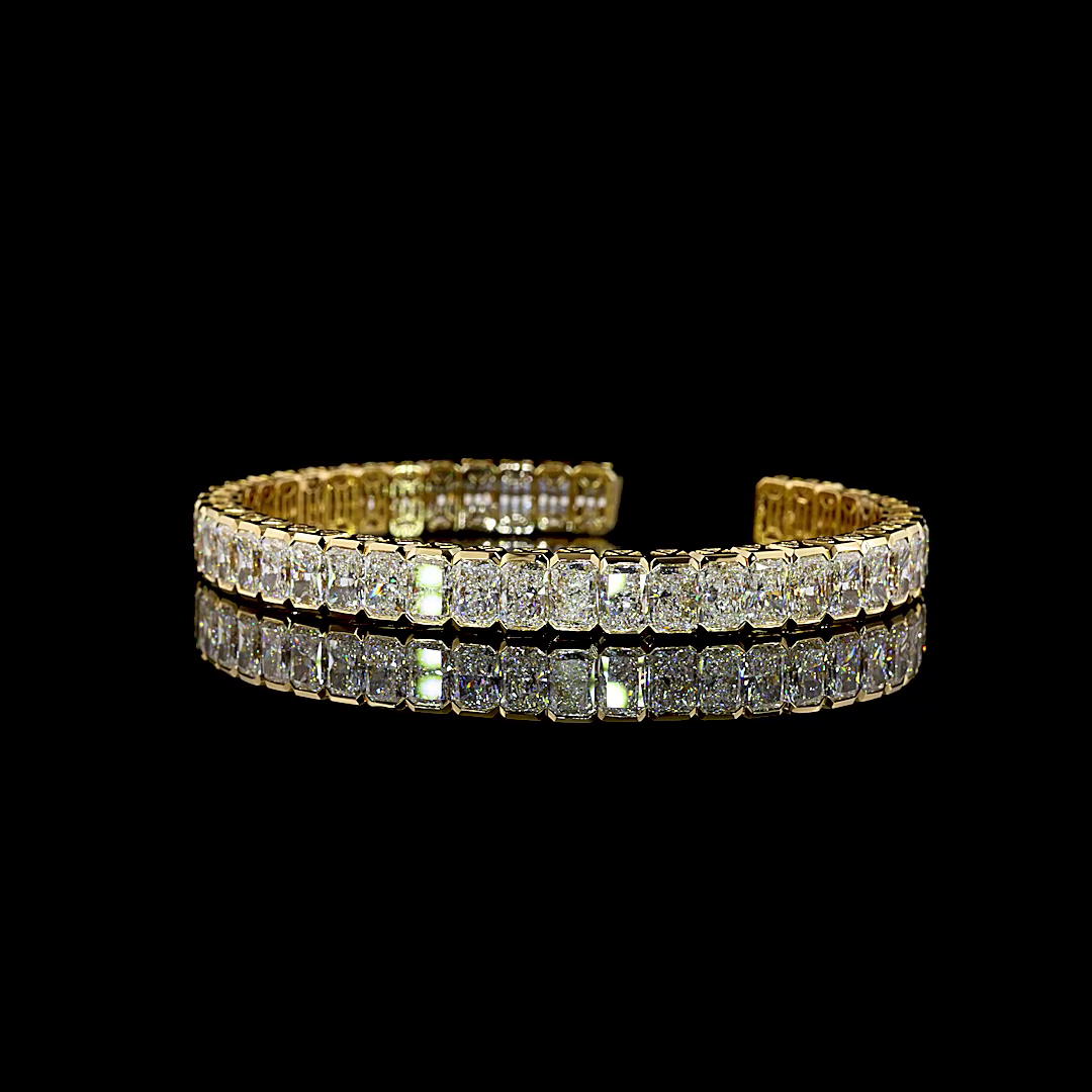 26.37 CTTW Radiant Lab Grown Diamond Bangles Bracelet (E Color and VS1 Clarity)