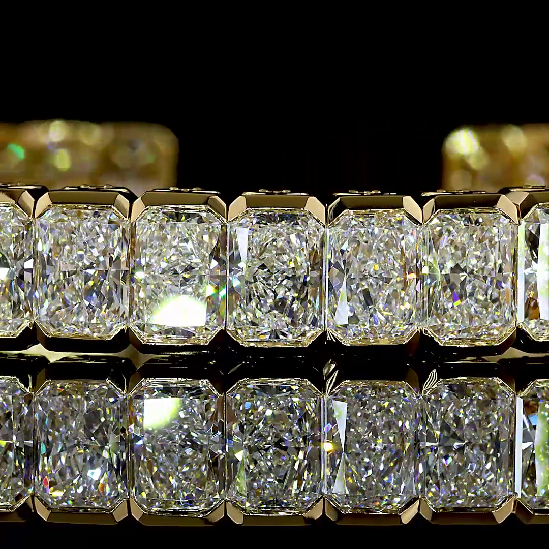 26.37 CTTW Radiant Lab Grown Diamond Bangles Bracelet (E Color and VS1 Clarity)