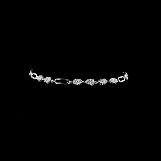 2.95 CTTW Pear Lab Diamond Station Bracelet (E Color and VS1 Clarity)