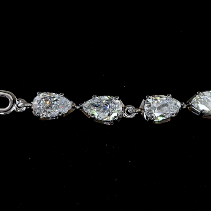 2.95 CTTW Pear Lab Diamond Station Bracelet (E Color and VS1 Clarity)