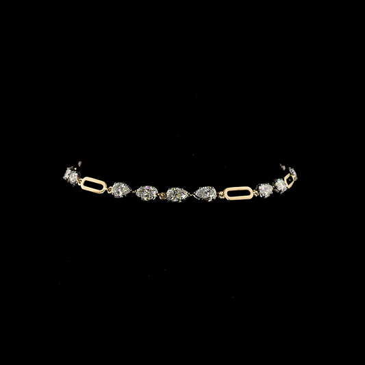 3.01 CTTW Pear Lab Diamond Station Bracelet (E Color and VS1 Clarity)