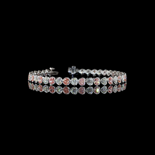 9.48 CTTW Heart Lab Diamond Tennis Bracelet (E Color and VS1 Clarity)