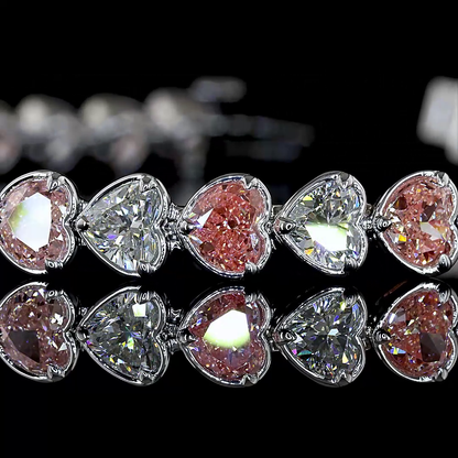 9.48 CTTW Heart Lab Diamond Tennis Bracelet (E Color and VS1 Clarity)