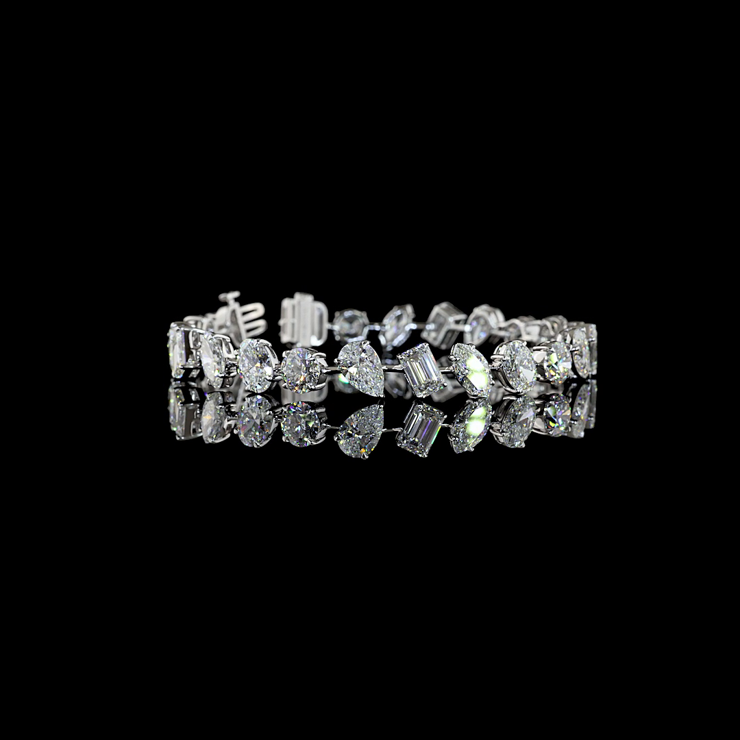 21.62 CTTW MIX Lab Diamond Station Bracelet (F Color and VS1 Clarity)