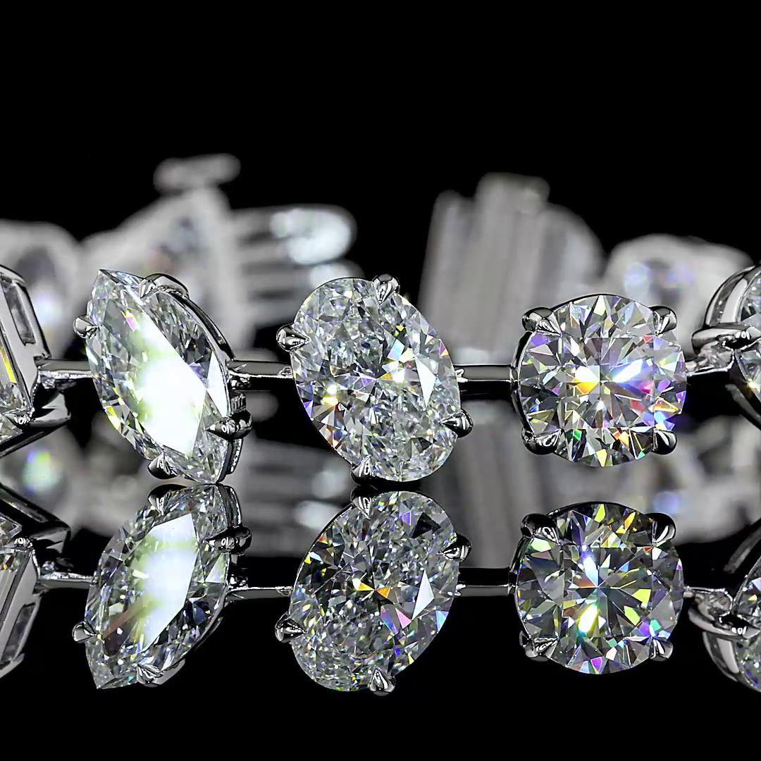 21.62 CTTW MIX Lab Diamond Station Bracelet (F Color and VS1 Clarity)
