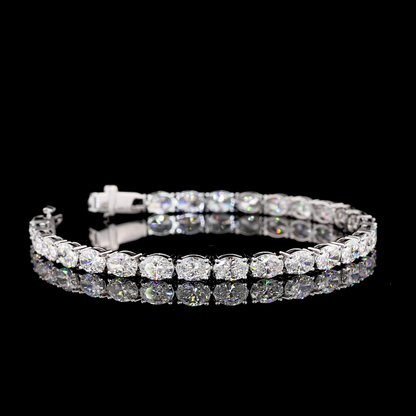 11.04 CTTW Oval Lab Diamond Tennis Bracelet 6.75" (F Color and VS1 Clarity)