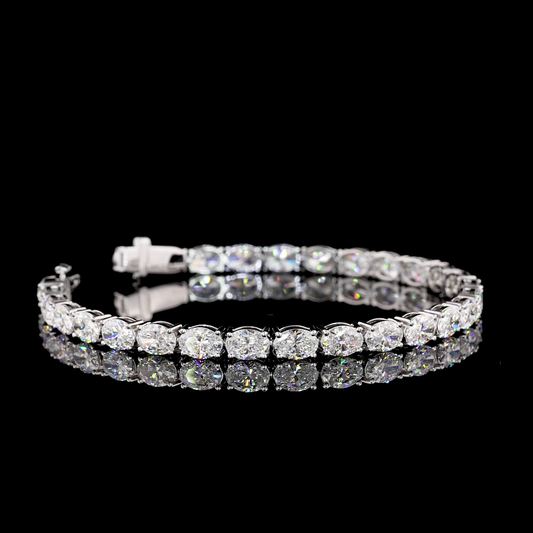 11.20 CTTW Oval Lab Diamond Tennis Bracelet 6.5" 14k White Gold E Color and VS1 Clarity jewelry-spot-usa