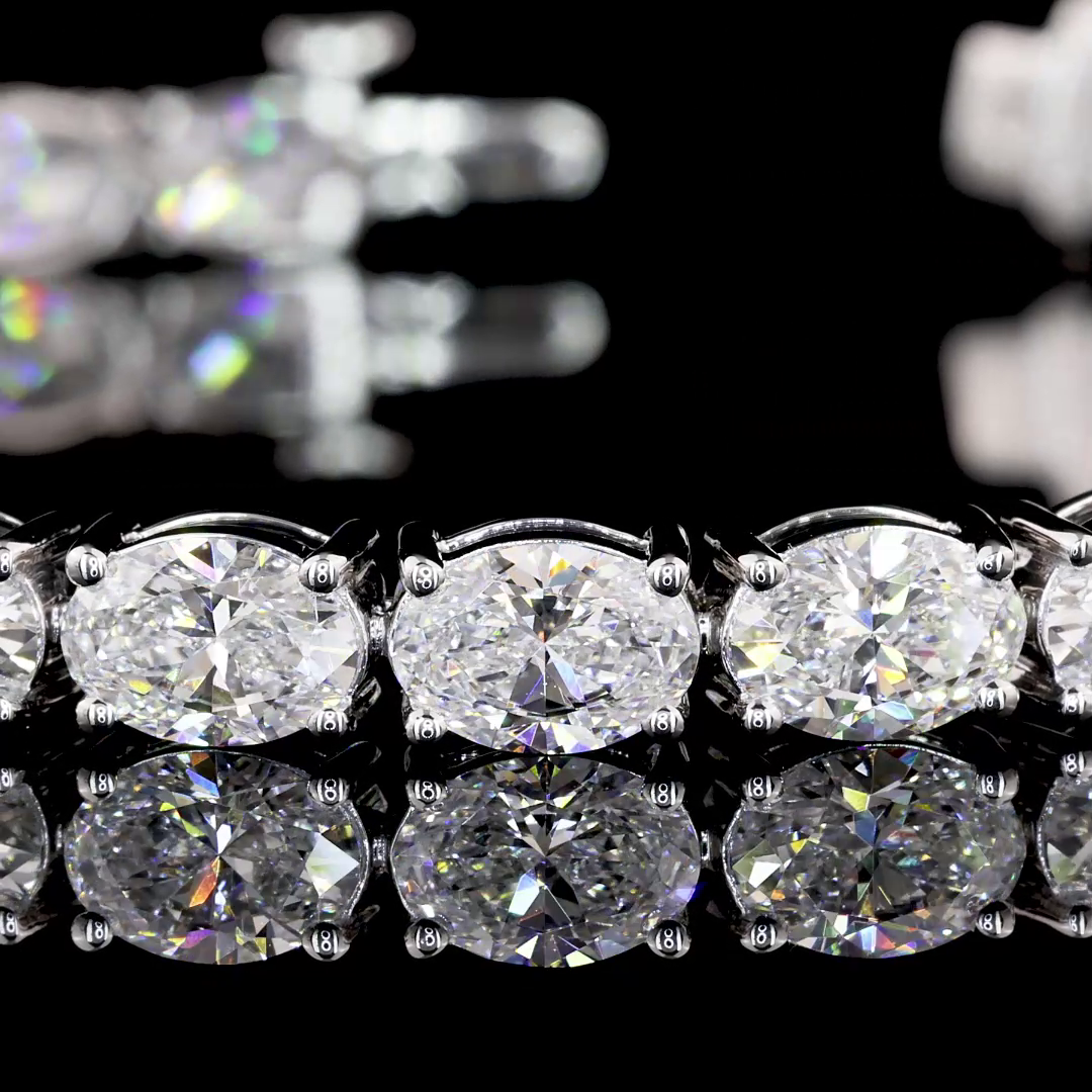 11.04 CTTW Oval Lab Diamond Tennis Bracelet 6.75" (F Color and VS1 Clarity)