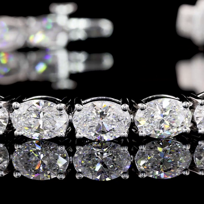 11.04 CTTW Oval Lab Diamond Tennis Bracelet 6.75" (F Color and VS1 Clarity)