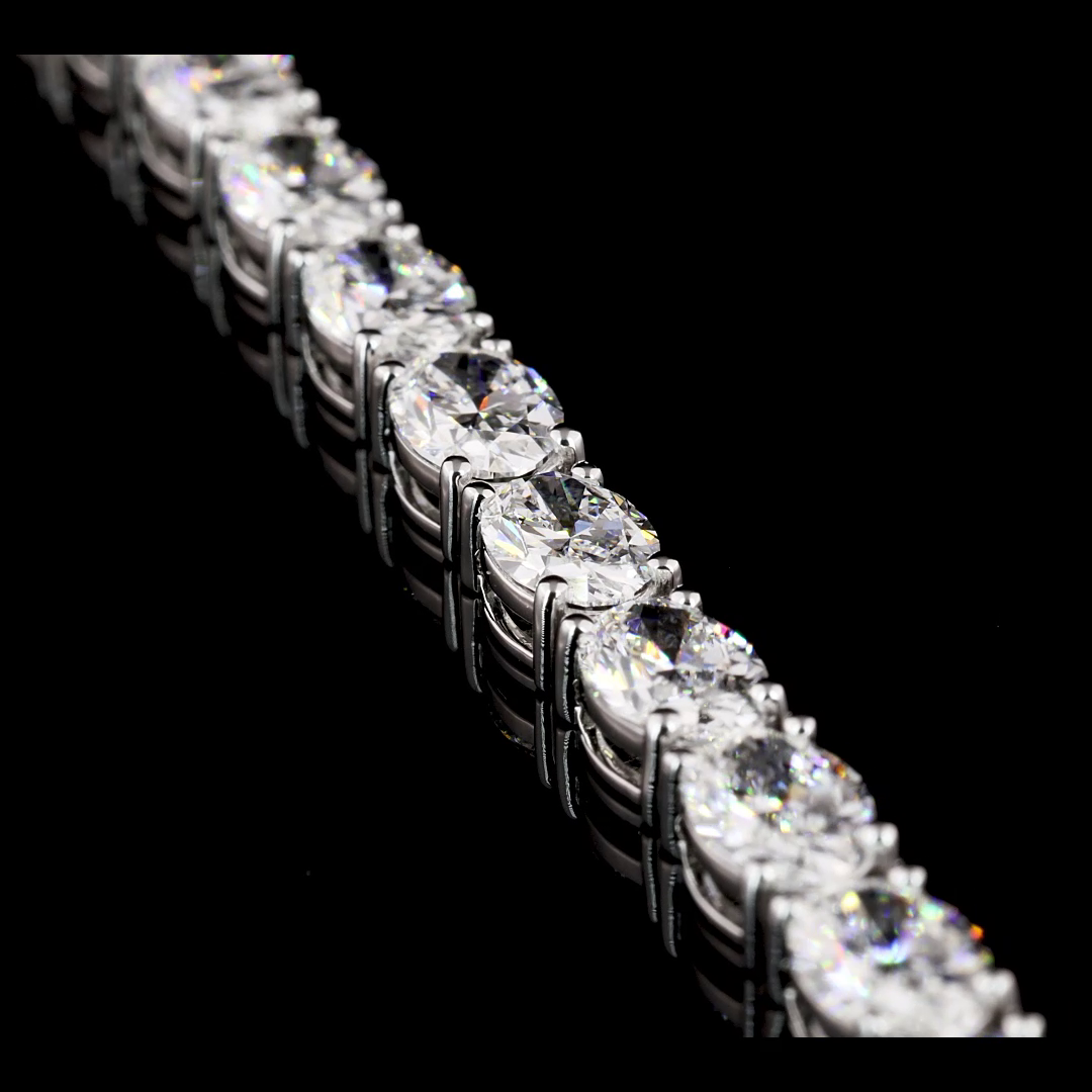 11.04 CTTW Oval Lab Diamond Tennis Bracelet 6.75" (F Color and VS1 Clarity)
