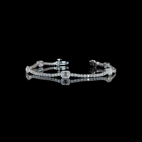 2.95 CTTW Round/Emerald Diamond Tennis Bracelet