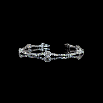 2.95 CTTW Emerald Lab Diamond Station Line Tennis Bracelet (E Color and VS1 Clarity)