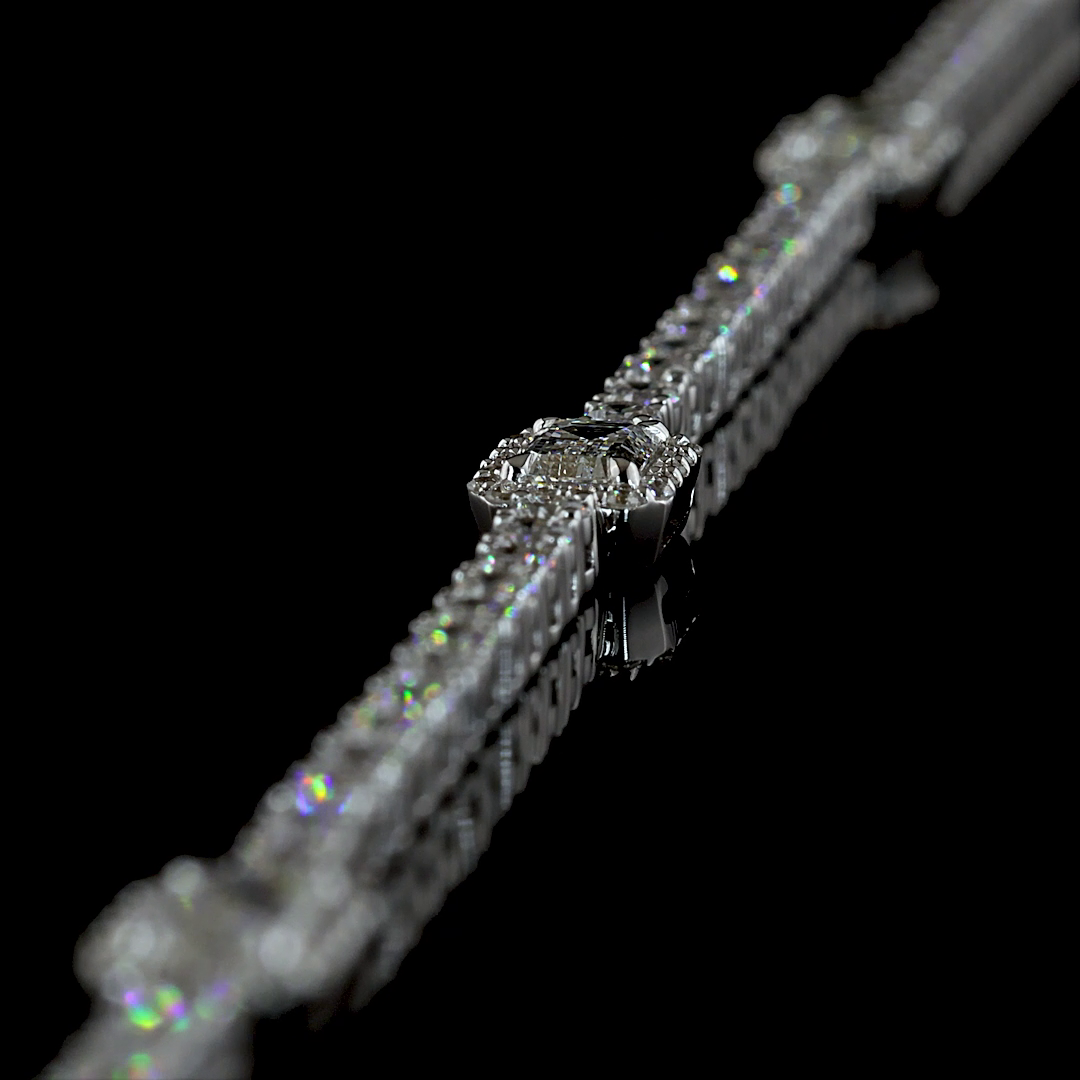 2.95 CTTW Emerald Lab Diamond Station Line Tennis Bracelet (E Color and VS1 Clarity)