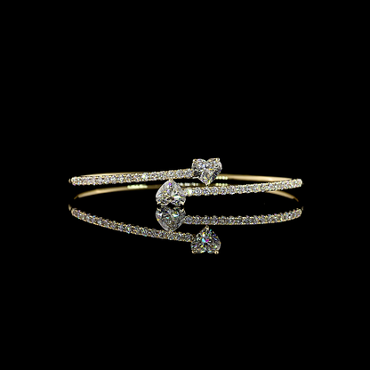 3.19 CTTW Heart Lab Grown Diamond Bangles Bracelet (E Color and VVS2 Clarity)