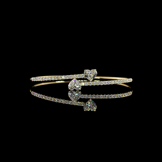 3.19 CTTW Heart Lab Grown Diamond Bangles Bracelet (E Color and VVS2 Clarity)