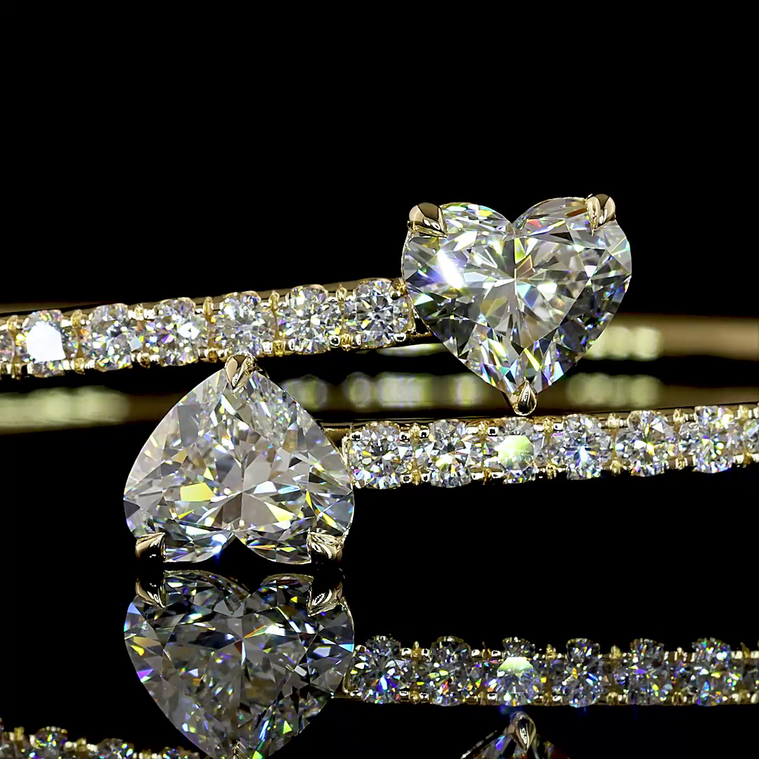 3.19 CTTW Heart Lab Grown Diamond Bangles Bracelet (E Color and VVS2 Clarity)