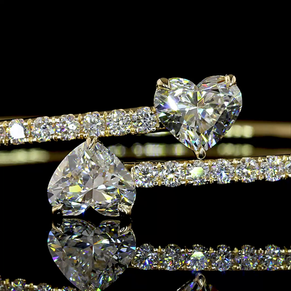 3.19 CTTW Heart Lab Grown Diamond Bangles Bracelet (E Color and VVS2 Clarity)