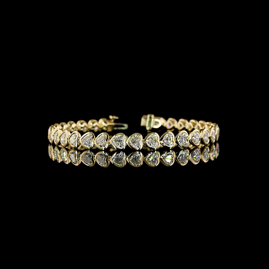 11.70 CTTW Heart Lab Grown Diamond Tennis Bracelet 7" (E Color and VS1 Clarity)