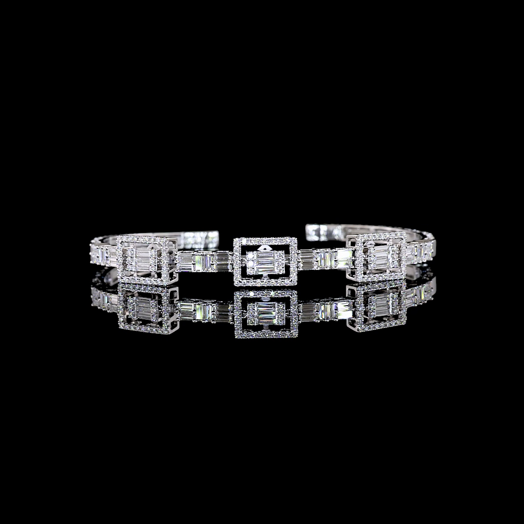 2.11 CTTW Bag Lab Grown Diamond Bangles Bracelet (E Color and VS1 Clarity)