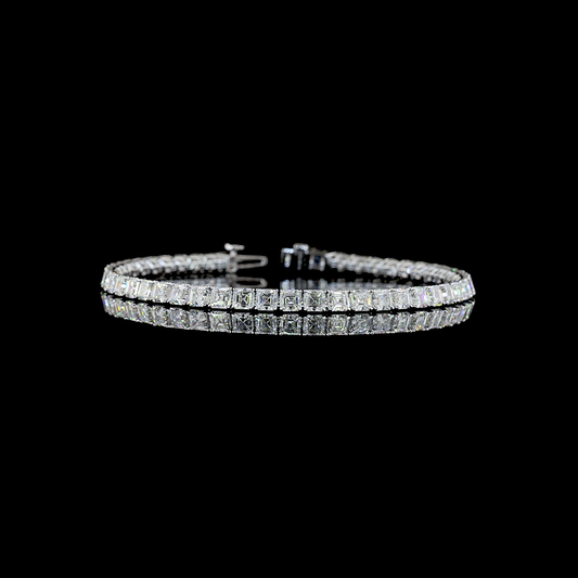 10.51 CTTW Asscher Natural Diamond Tennis Bracelet 7" (H Color and SI Clarity)