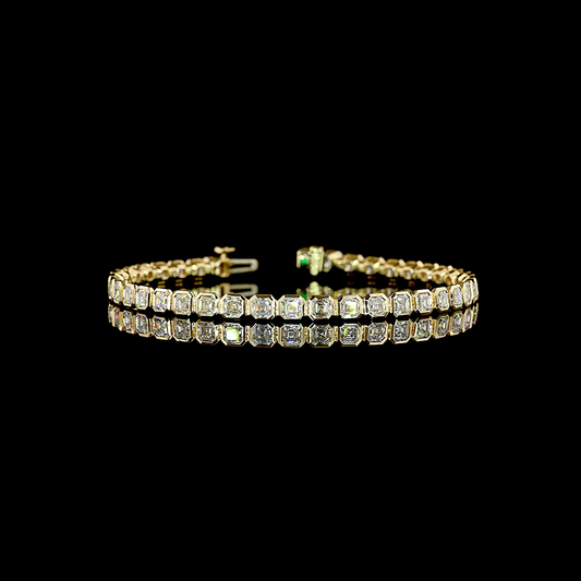 7.11 CTTW Asscher Natural Diamond Tennis Bracelet 7" (E Color and VS2 Clarity)