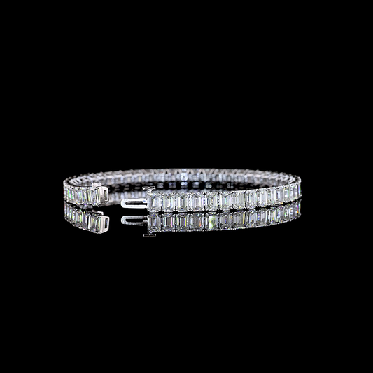 14.98 CTTW Emerald Natural Diamond Tennis Bracelet 7" (H Color and SI Clarity)