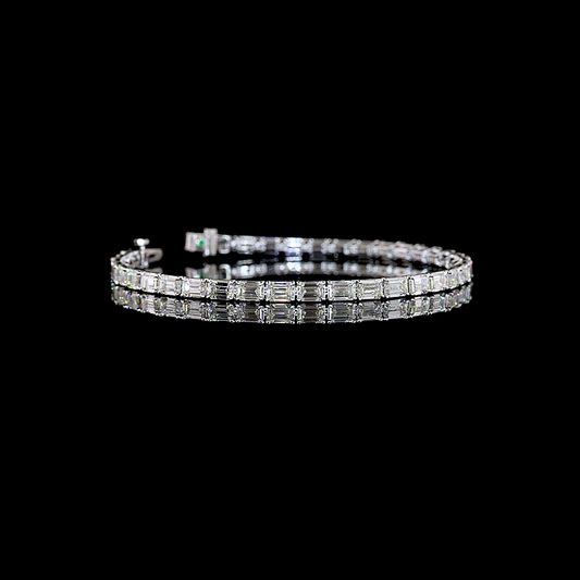 9.88 CTTW Emerald Natural Diamond Tennis Bracelet 7" (H Color and VS1 Clarity)