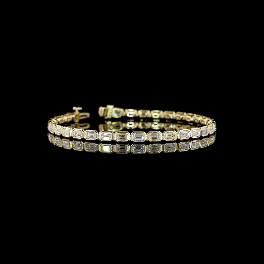 6.89 CTTW Emerald Natural Diamond Tennis Bracelet 7" (H Color and SI Clarity)