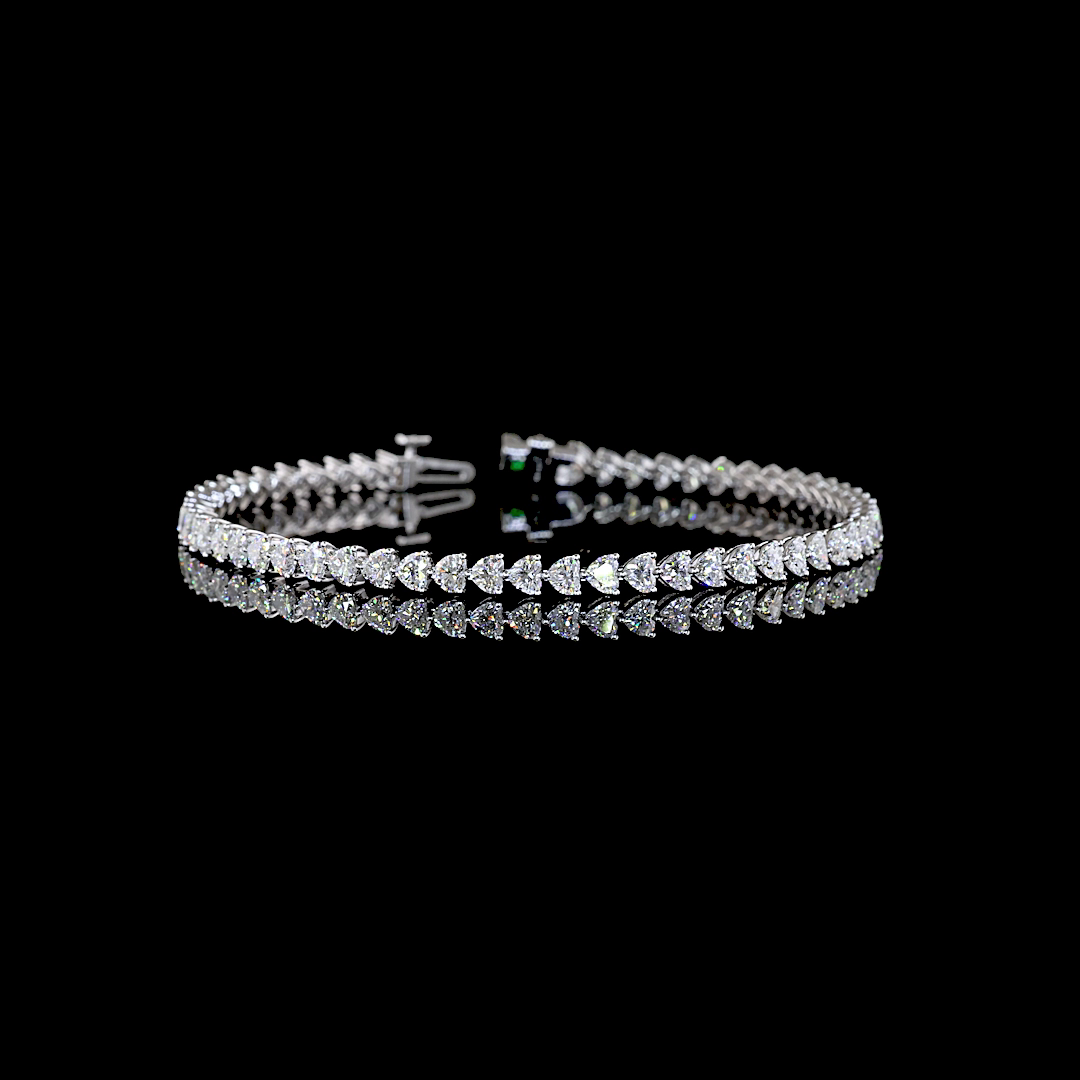 5.59 CTTW Heart Natural Diamond Tennis Bracelet 7" (H Color and SI Clarity)