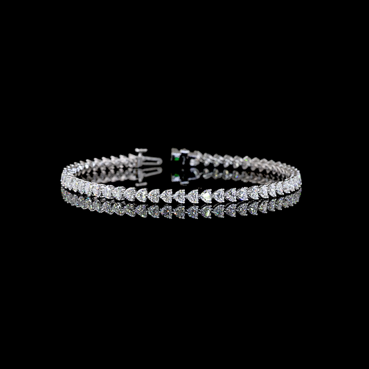 5.59 CTTW Heart Natural Diamond Tennis Bracelet 7" (H Color and SI Clarity)