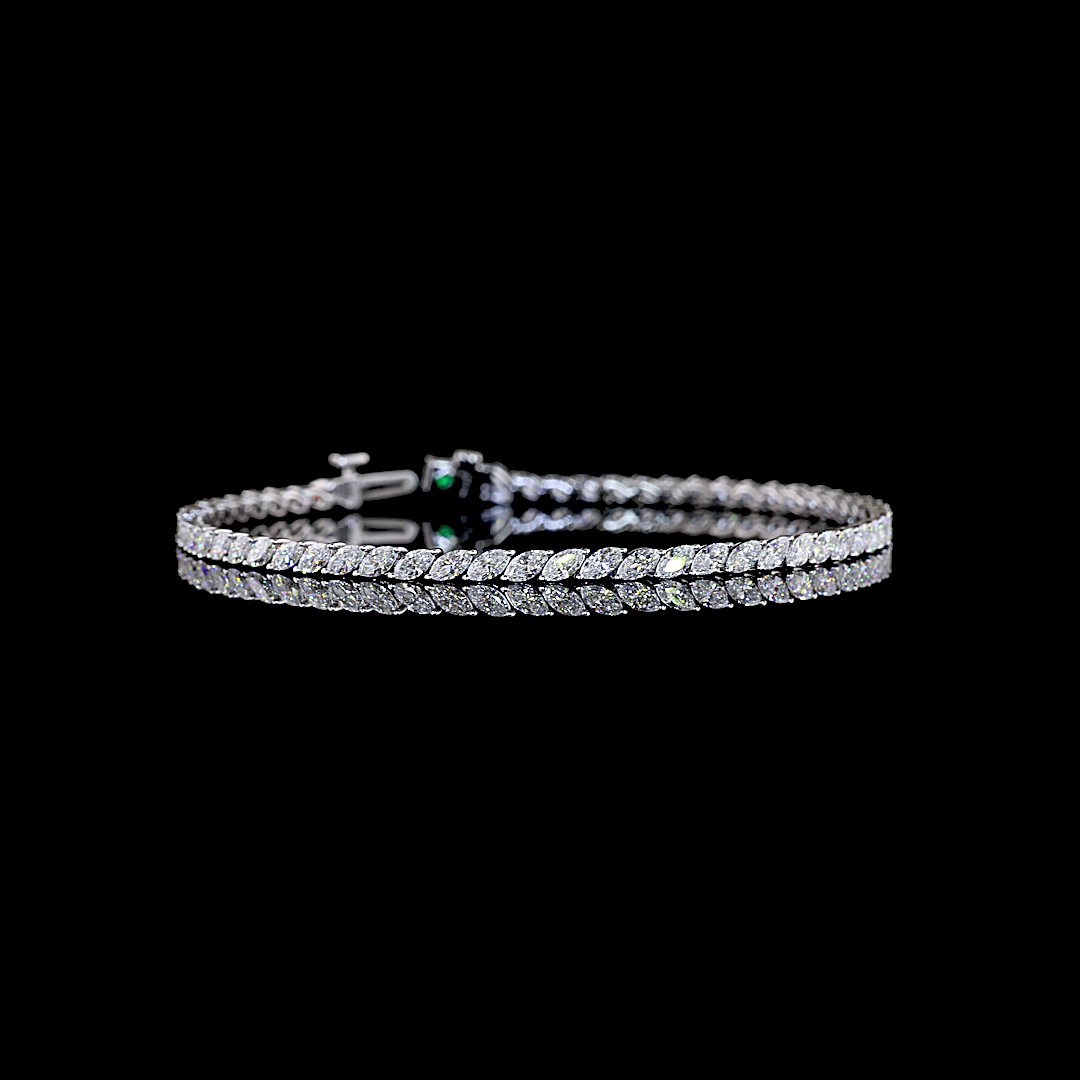 3.40 CTTW Marquise Lab Diamond Tennis Bracelet (G-H Color and VS-SI Clarity)