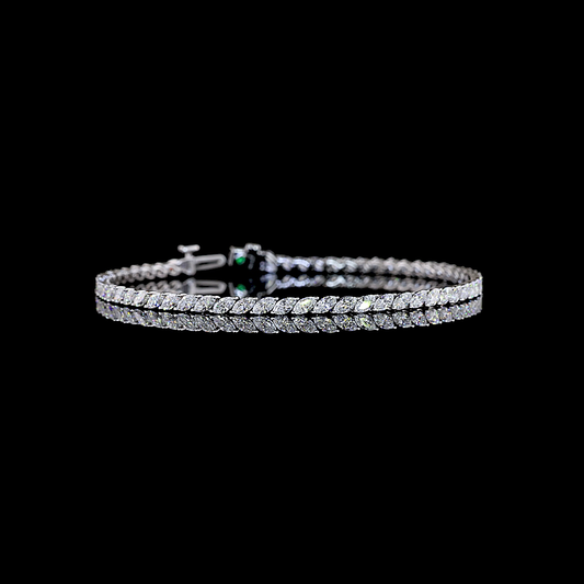 3.40 CTTW Marquise Lab Diamond Tennis Bracelet (G-H Color and VS-SI Clarity)