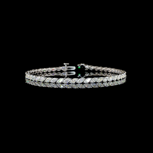 4.99 CTTW Marquise Natural Diamond Tennis Bracelet 7" (H Color and SI Clarity)