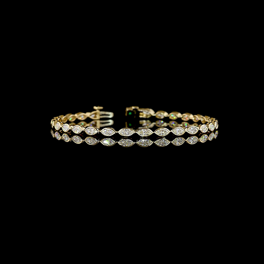 3.17 CTTW Marquise Natural Diamond Tennis Bracelet 7" (H Color and SI Clarity)