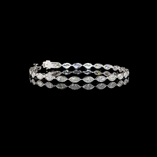 5.06 CTTW Marquise Natural Diamond Tennis Bracelet 7" (H Color and VS1 Clarity)