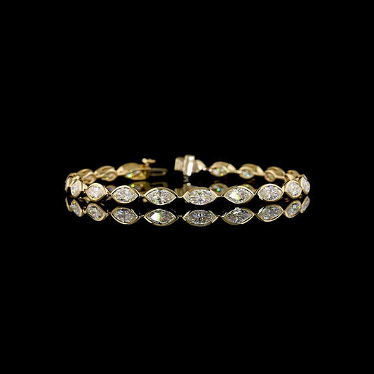 7.34 CTTW Marquise Natural Diamond Tennis Bracelet 7" (H Color and SI Clarity)