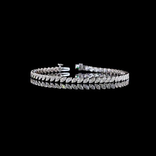 3.10 CTTW Marquise Natural Diamond Tennis Bracelet 7" (H Color and SI Clarity)