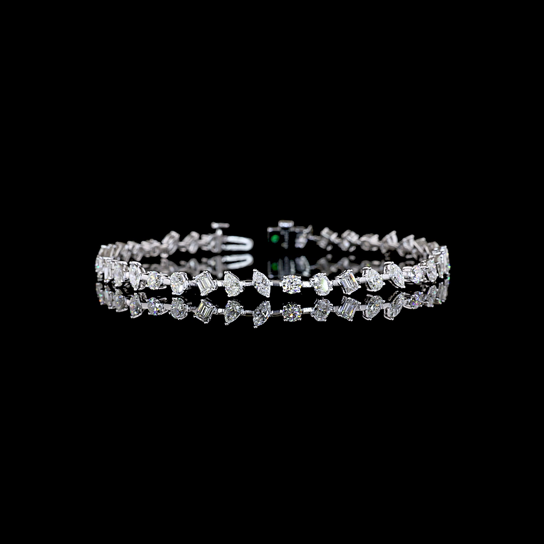 4.02 CTTW MIX Natural Diamond Station Bracelet 7" (H Color and SI Clarity)