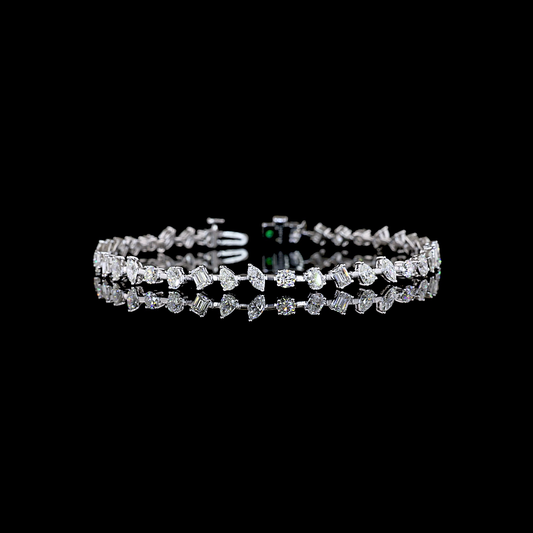 4.02 CTTW MIX Natural Diamond Station Bracelet 7" (H Color and SI Clarity)