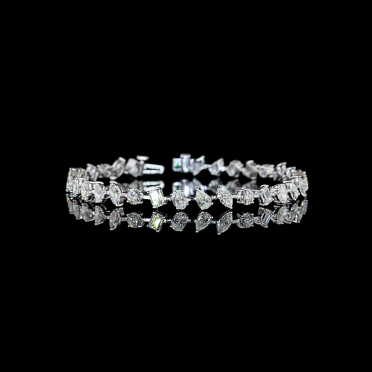 7.17 CTTW MIX Natural Diamond Station Bracelet 7" (H Color and SI Clarity)