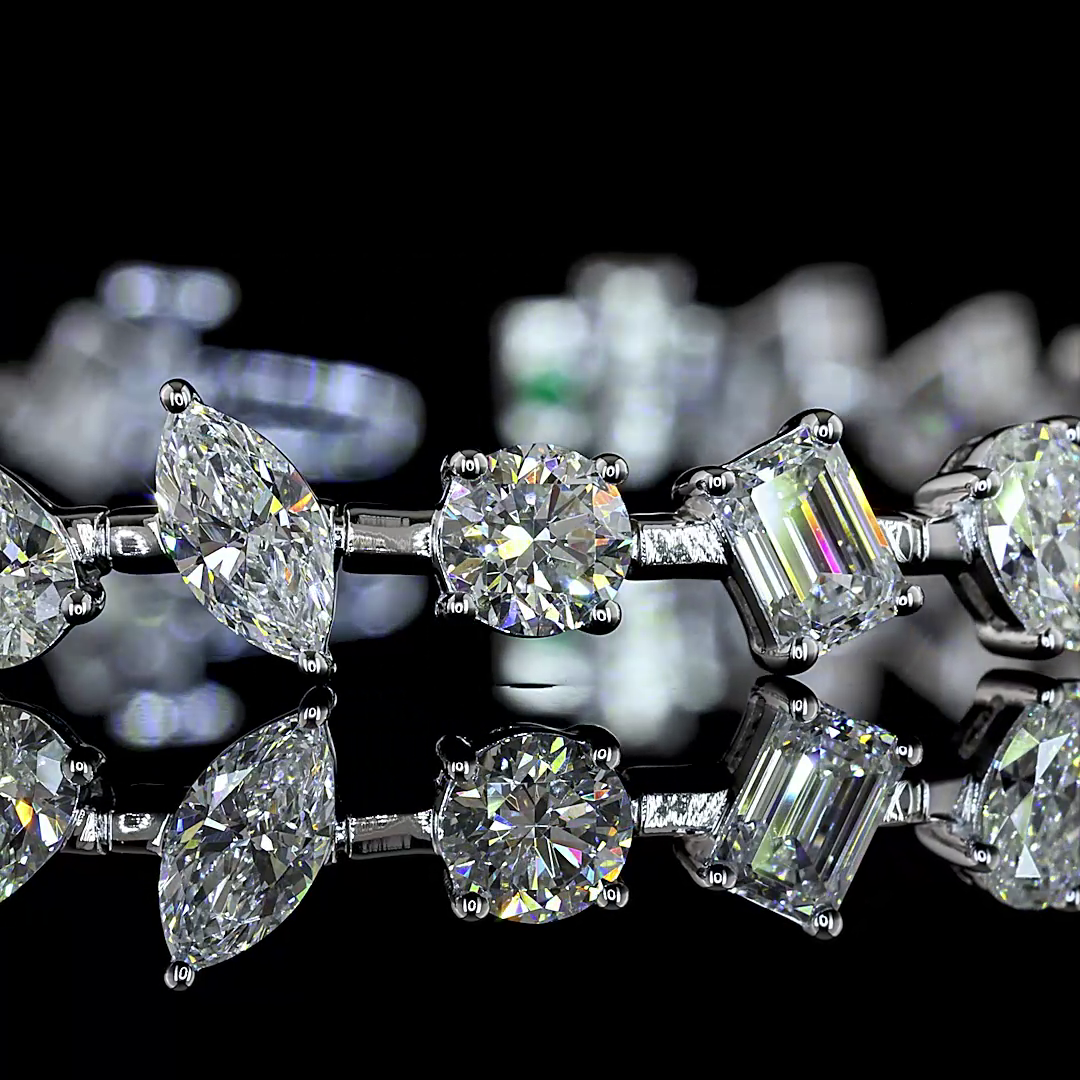 7.17 CTTW MIX Natural Diamond Station Bracelet 7" (H Color and SI Clarity)
