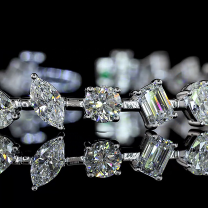 7.17 CTTW MIX Natural Diamond Station Bracelet 7" (H Color and SI Clarity)