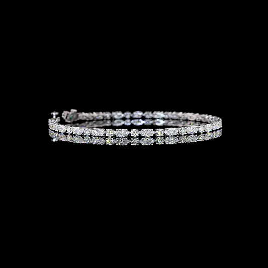 4.12 CTTW Marquise Natural Diamond Tennis Bracelet 7" (H Color and SI Clarity)