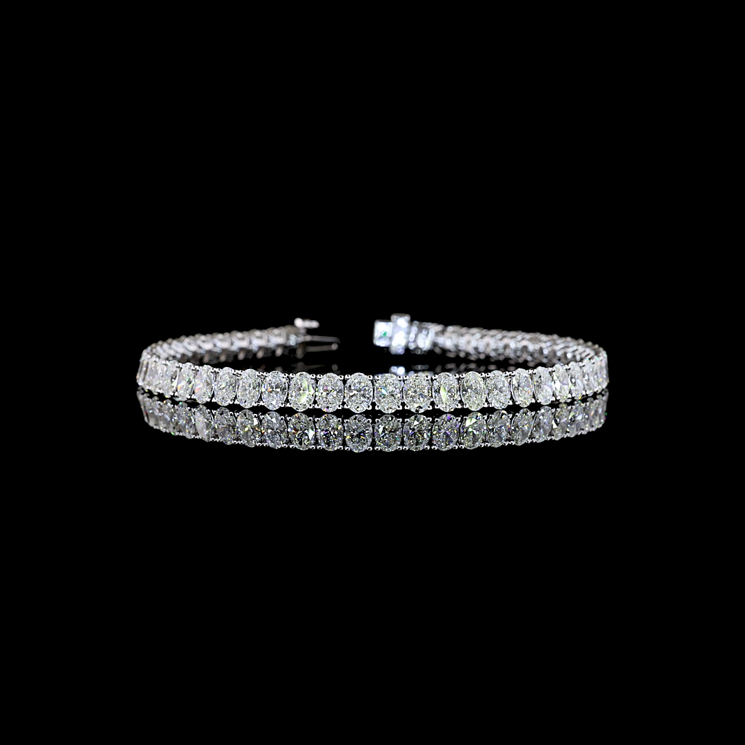10.70 CTTW Oval Natural Diamond Tennis Bracelet 7" (E Color and SI1 Clarity)