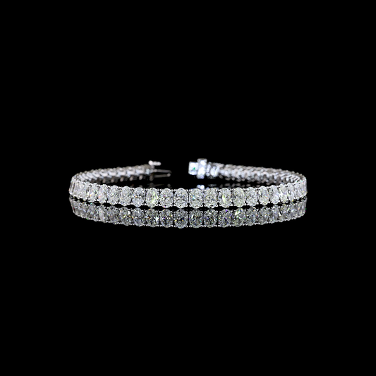10.70 CTTW Oval Natural Diamond Tennis Bracelet 7" (E Color and SI1 Clarity)
