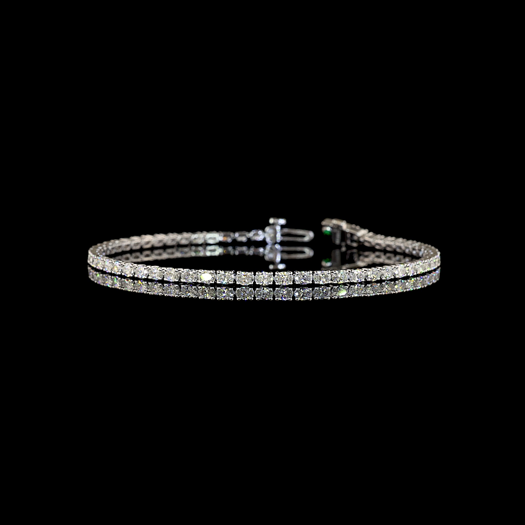 3.09 CTTW Oval Lab Diamond Tennis Bracelet (H Color and SI Clarity)