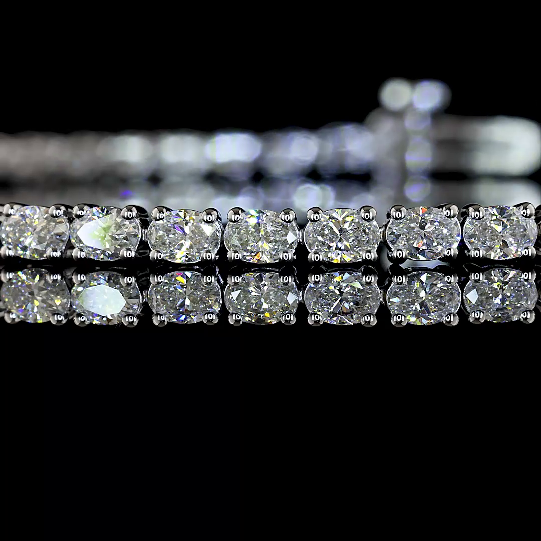 3.09 CTTW Oval Lab Diamond Tennis Bracelet (H Color and SI Clarity)