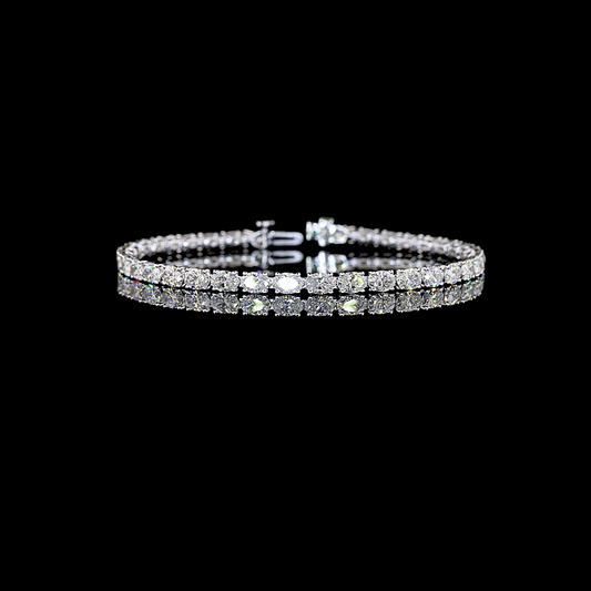 7.68 CTTW Oval Natural Diamond Tennis Bracelet 7" (E Color and VS Clarity)