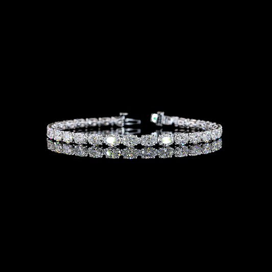 10.20 CTTW Oval Natural Diamond Tennis Bracelet 7" (H Color and SI Clarity)